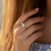 1.0CT-2.0CT East West Elongated Emerald Cut Moissanite Diamond Engagement Ring