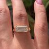 1.0CT-2.0CT East West Elongated Emerald Cut Moissanite Diamond Engagement Ring