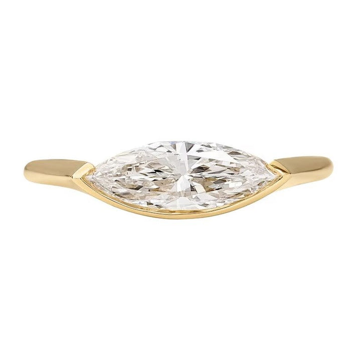1.0CT-2.0CT East West Marquise Cut Moissanite Diamond Engagement Ring