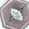 3.0 - 7.0 CT Marquise CVD Diamond Hidden Halo & Pave  Engagement Ring