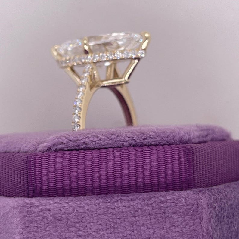 3.0 - 7.0 CT Marquise CVD Diamond Hidden Halo & Pave Engagement Ring