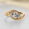 1.0CT-2.0CT East To West Style Marquise Cut Moissanite Curved Engagement Ring