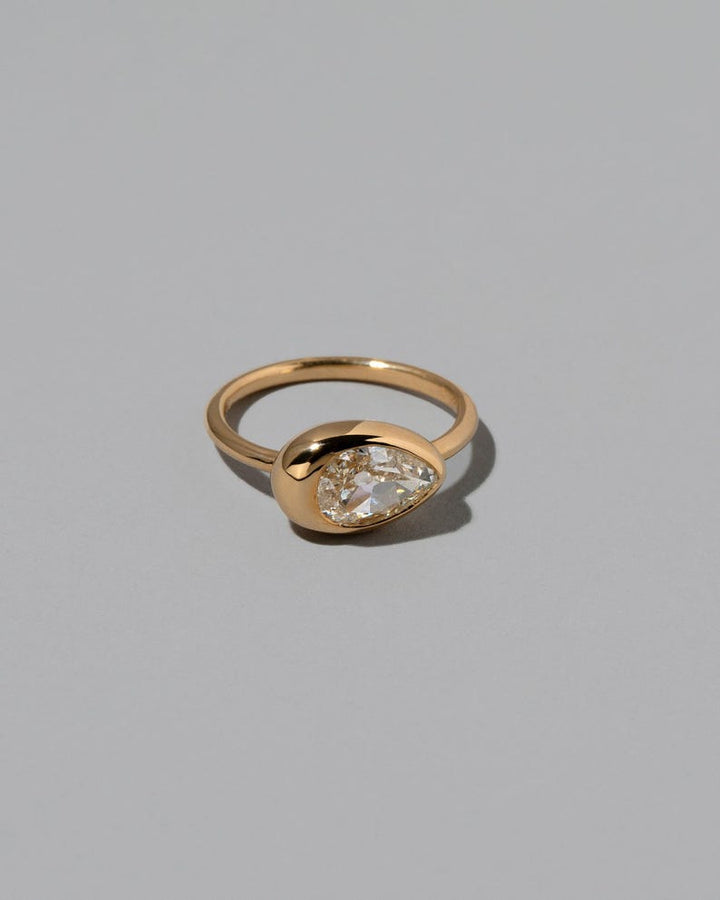 0.75CT-1.25CT Bezel Set Pear Shaped Moissanite Wide Band Engagement Ring