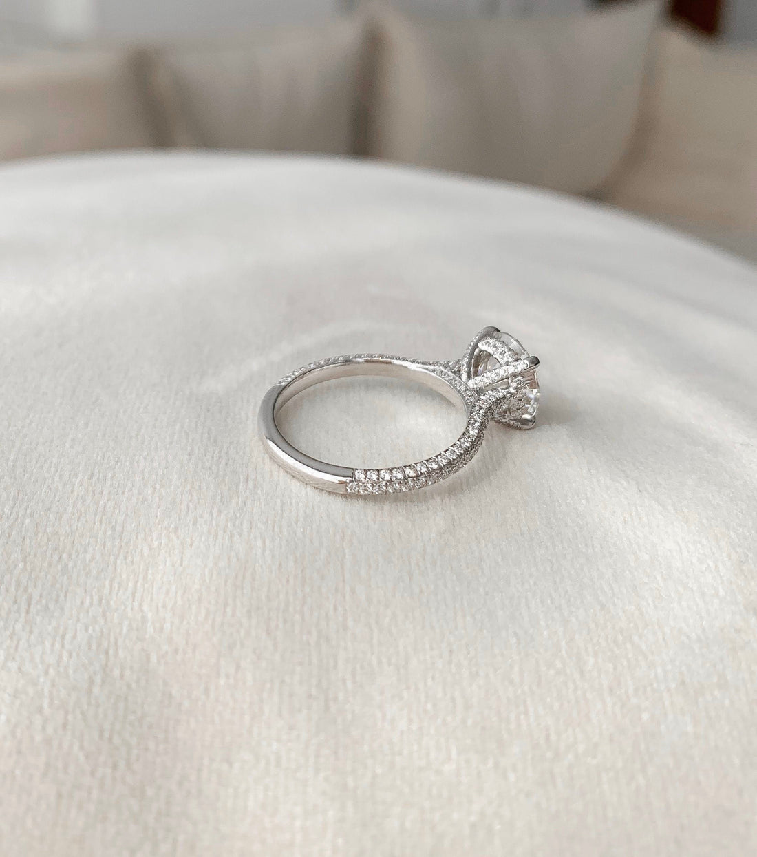 2.50CT Round Moissanite Hidden Halo Triple Pave Setting Engagement Ring