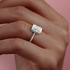 3.50CT Radiant Moissanite Hidden Halo Pave Setting Engagement Ring