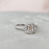 1.0CT Emerald Cut Unique Halo Moissanite Engagement Ring