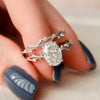 2.0CT Oval Cut Moissanite Twig Style Bridal Ring Set