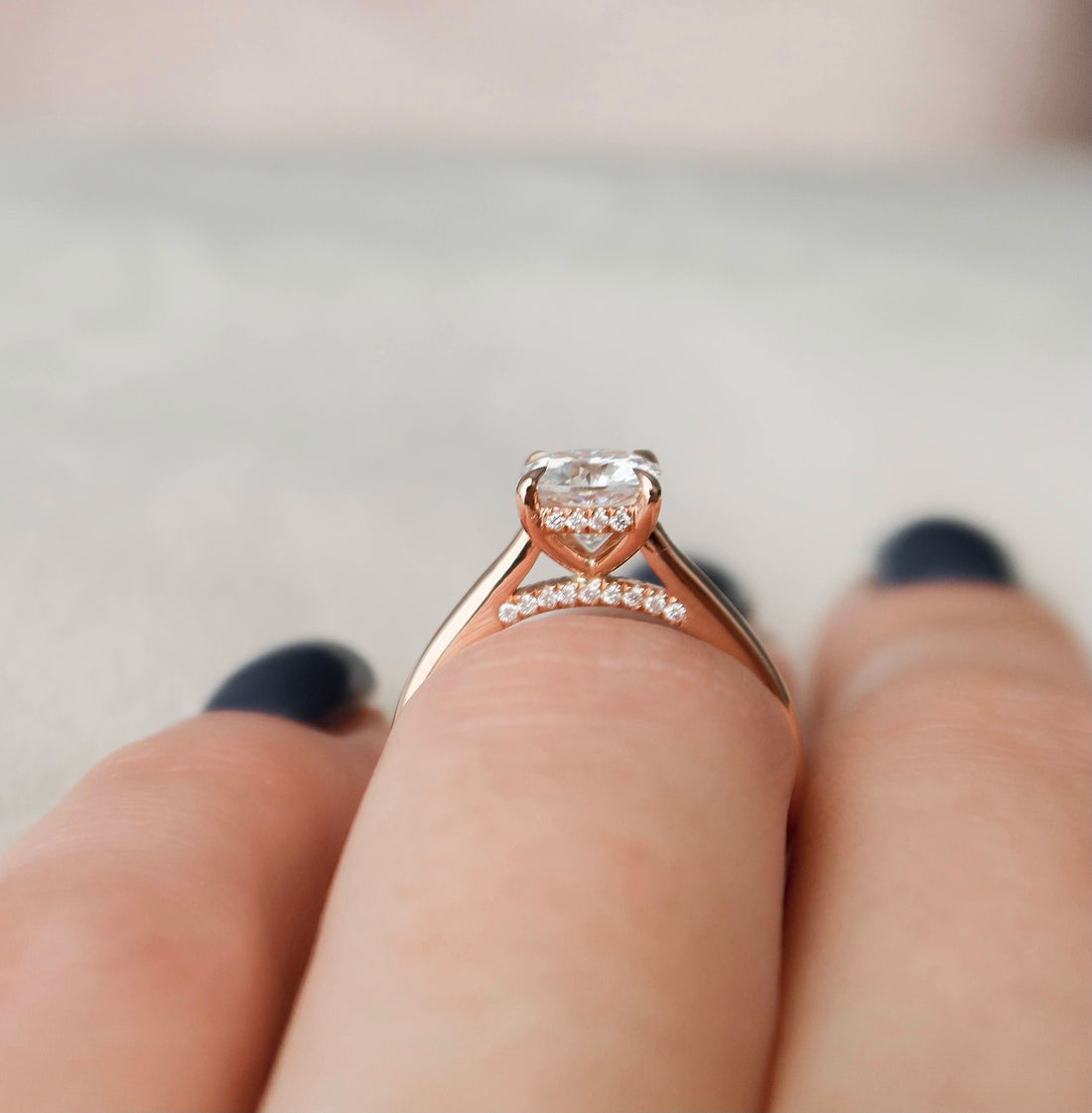 2.0CT Cushion Moissanite Solitaire Engagement Ring With Hidden Halo Setting