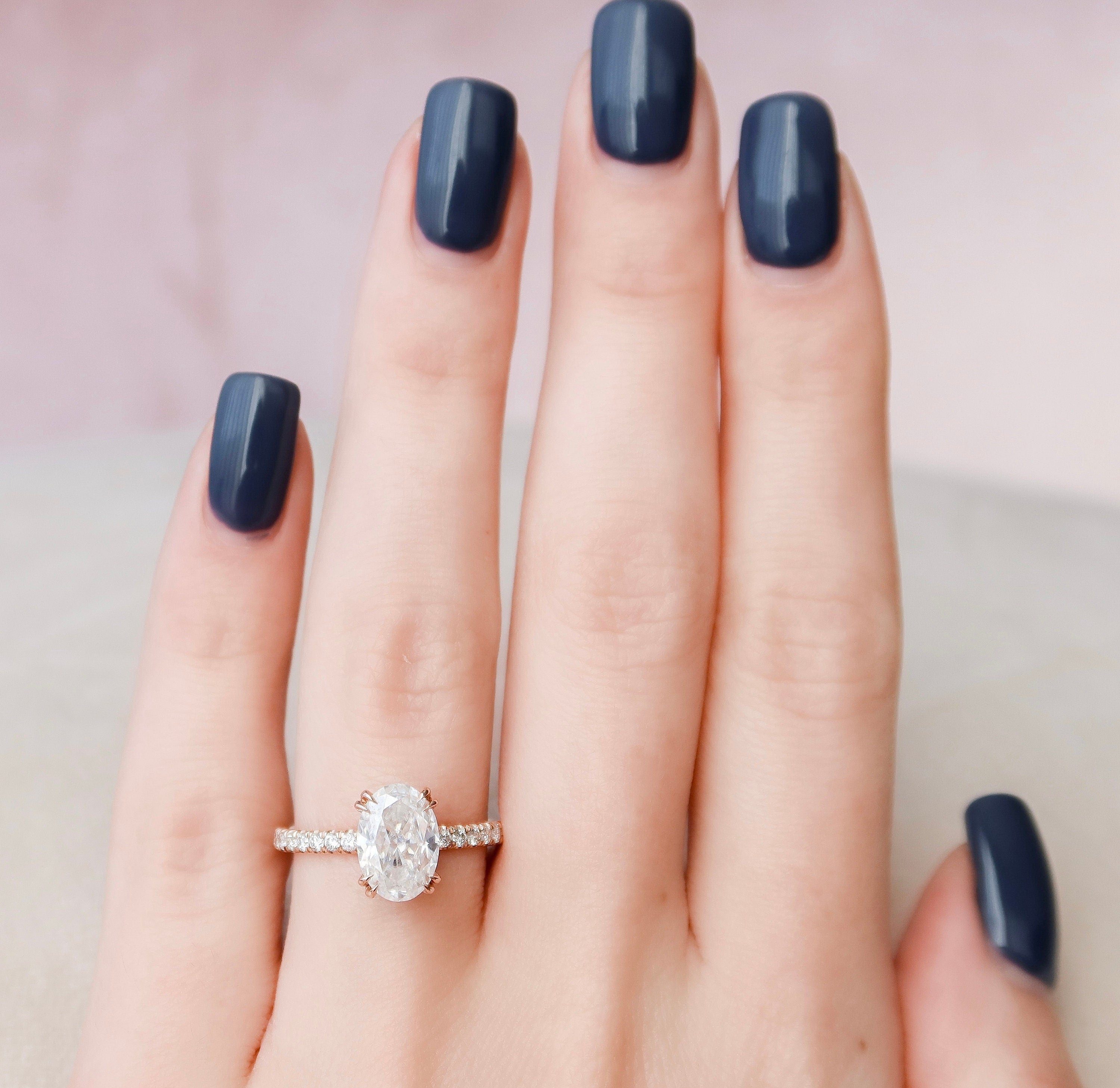 3.12 CT Oval Cut Unique Hidden Halo Setting Moissanite Engagement Ring