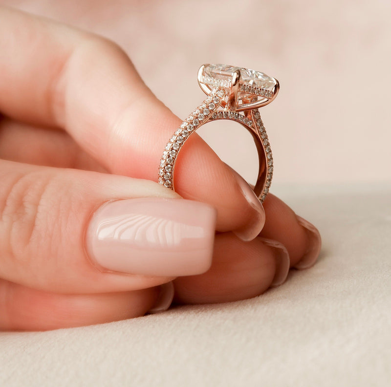 5.50CT Radiant Moissanite Hidden Halo Triple Pave Setting Engagement Ring