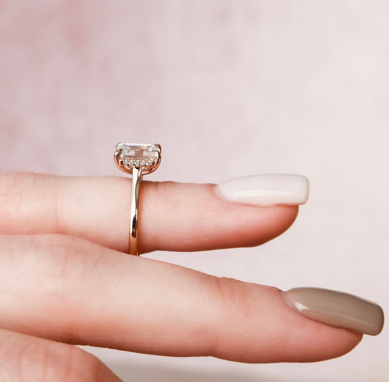 1.64CT Emerald Cut Moissanite Solitaire Style Engagement Ring