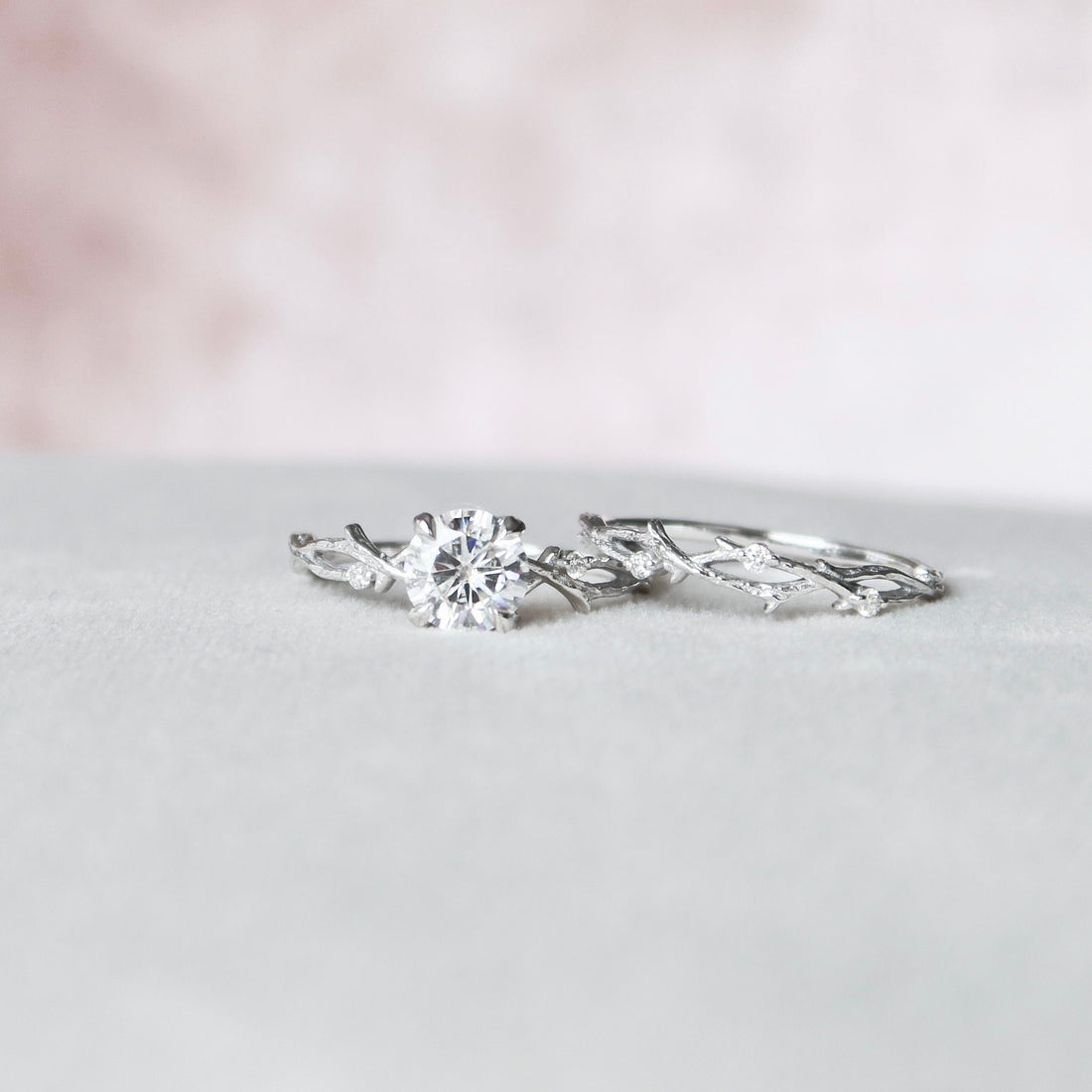 1.0CT Round Cut Nature Inspired Moissanite Engagement Ring