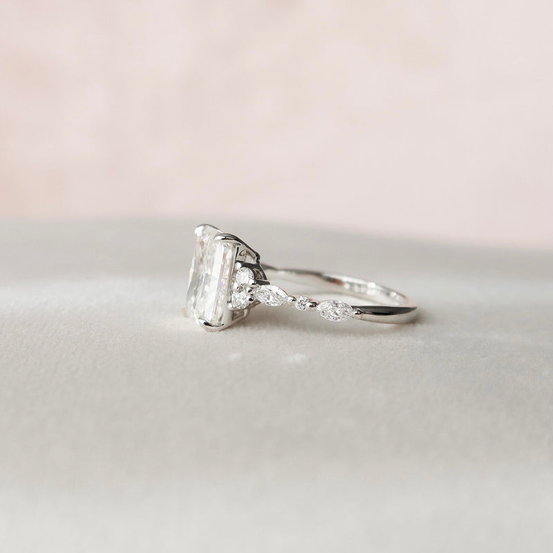 3.70CT Radiant Cut Moissanite Cluster Diamond Engagement Ring