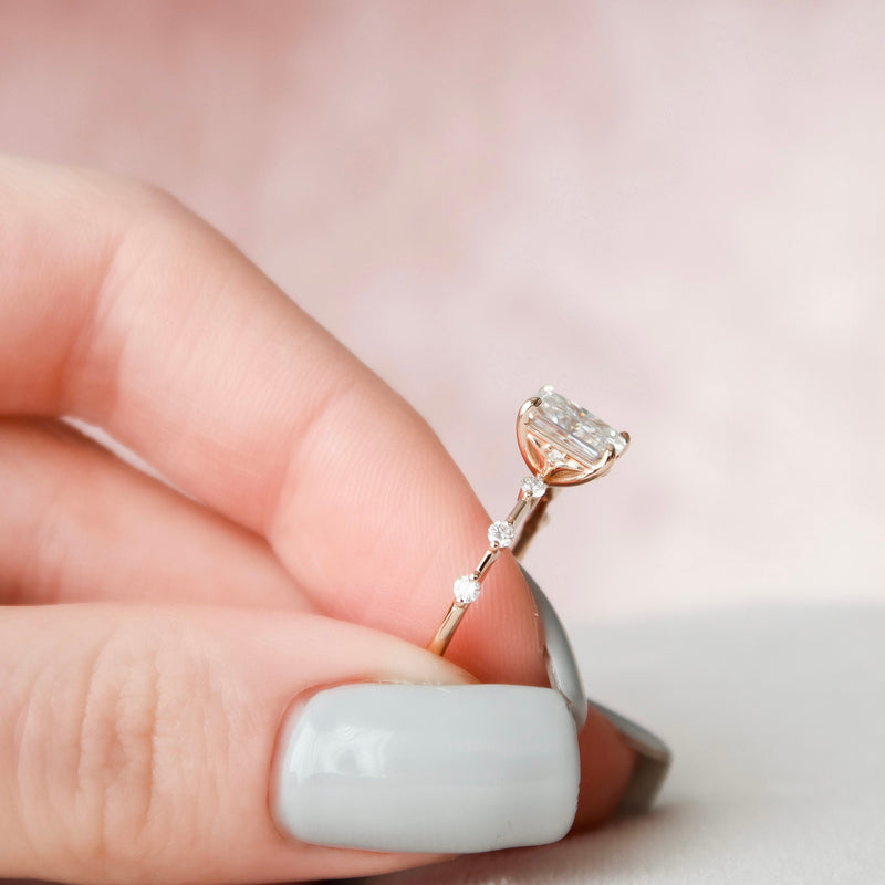 1.70 CT Radiant Moissanite Dainty Style Diamond Engagement Ring