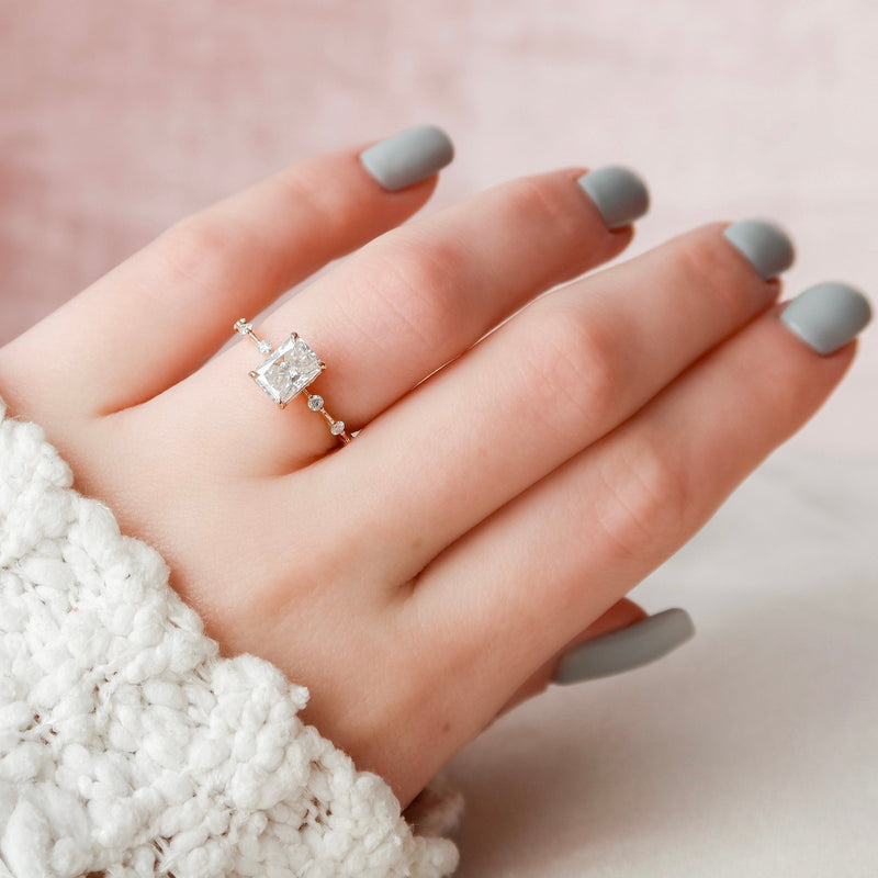 1.70 CT Radiant Moissanite Dainty Style Diamond Engagement Ring