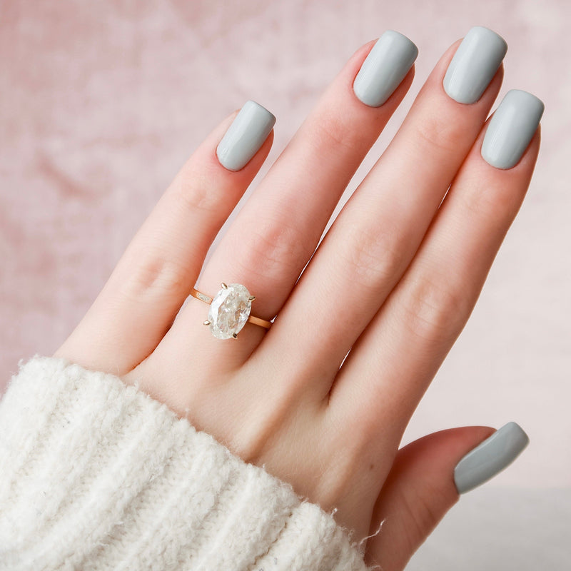 3.50CT Oval Cut Hidden Halo Moissanite Engagement Ring