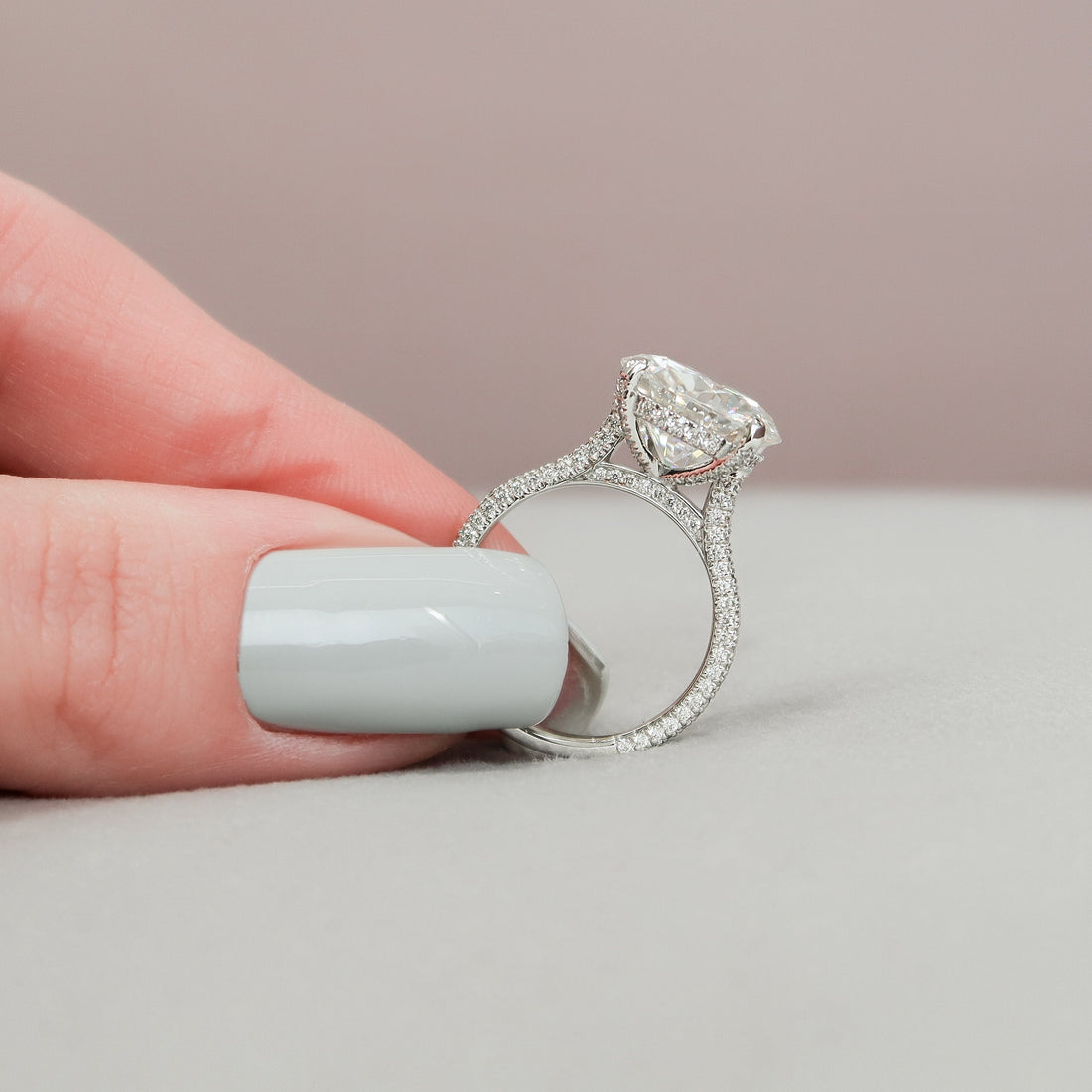 5.0CT Round Moissanite Hidden Halo Triple Pave Setting Engagement Ring