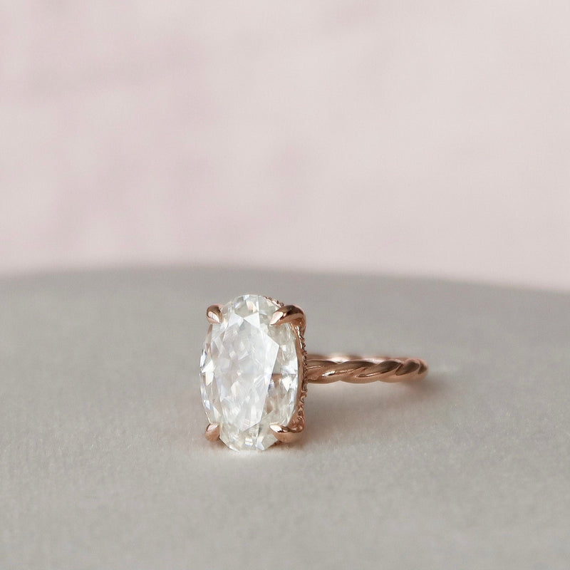 3.50CT Oval Cut Moissanite Solitaire Braided Diamond Engagement Ring