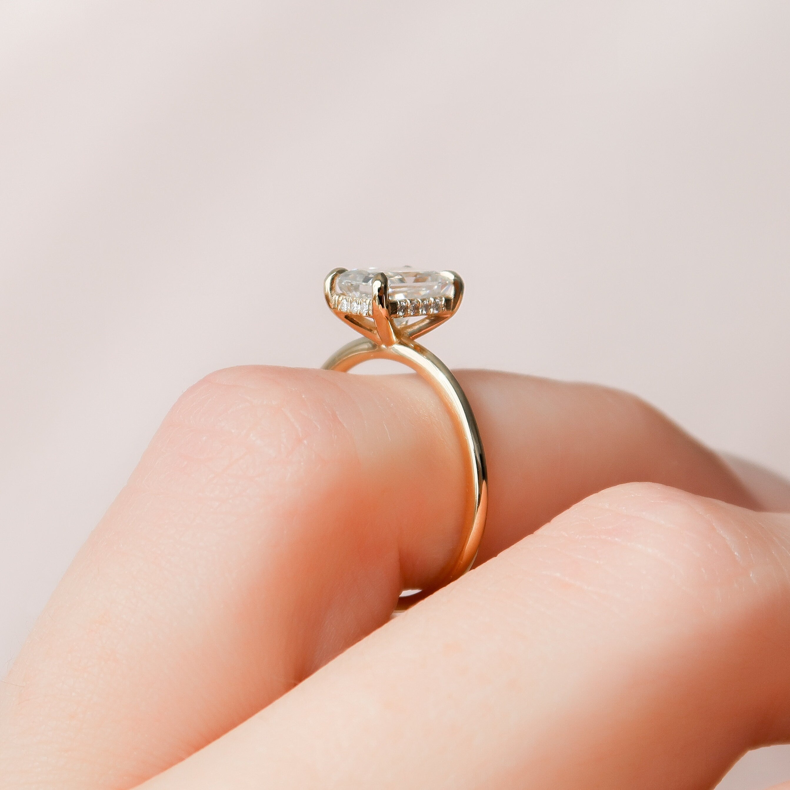 1.50CT Radiant Cut Moissanite Hidden Halo Diamond Engagement Ring