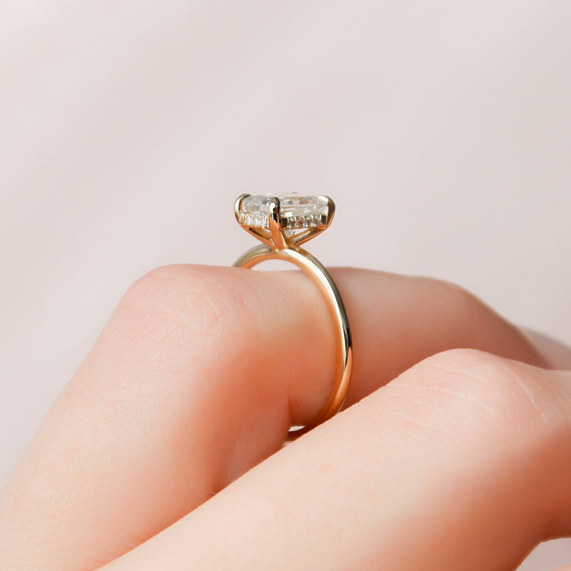 1.50CT Radiant Cut Moissanite Hidden Halo Diamond Engagement Ring