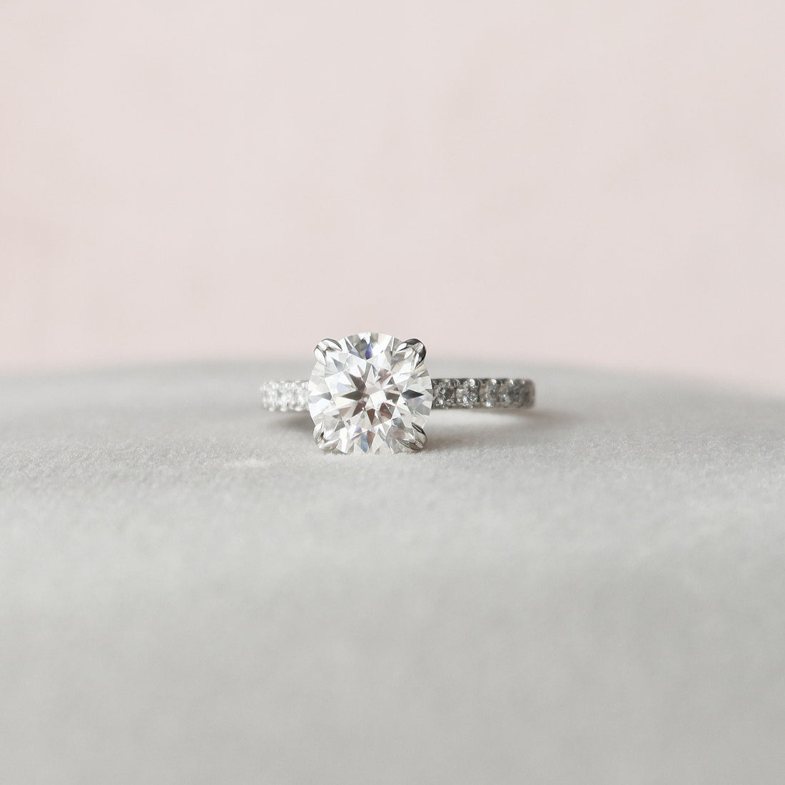 3.12 CT Round Moissanite Hidden Halo Pave Setting Diamond Engagement Ring