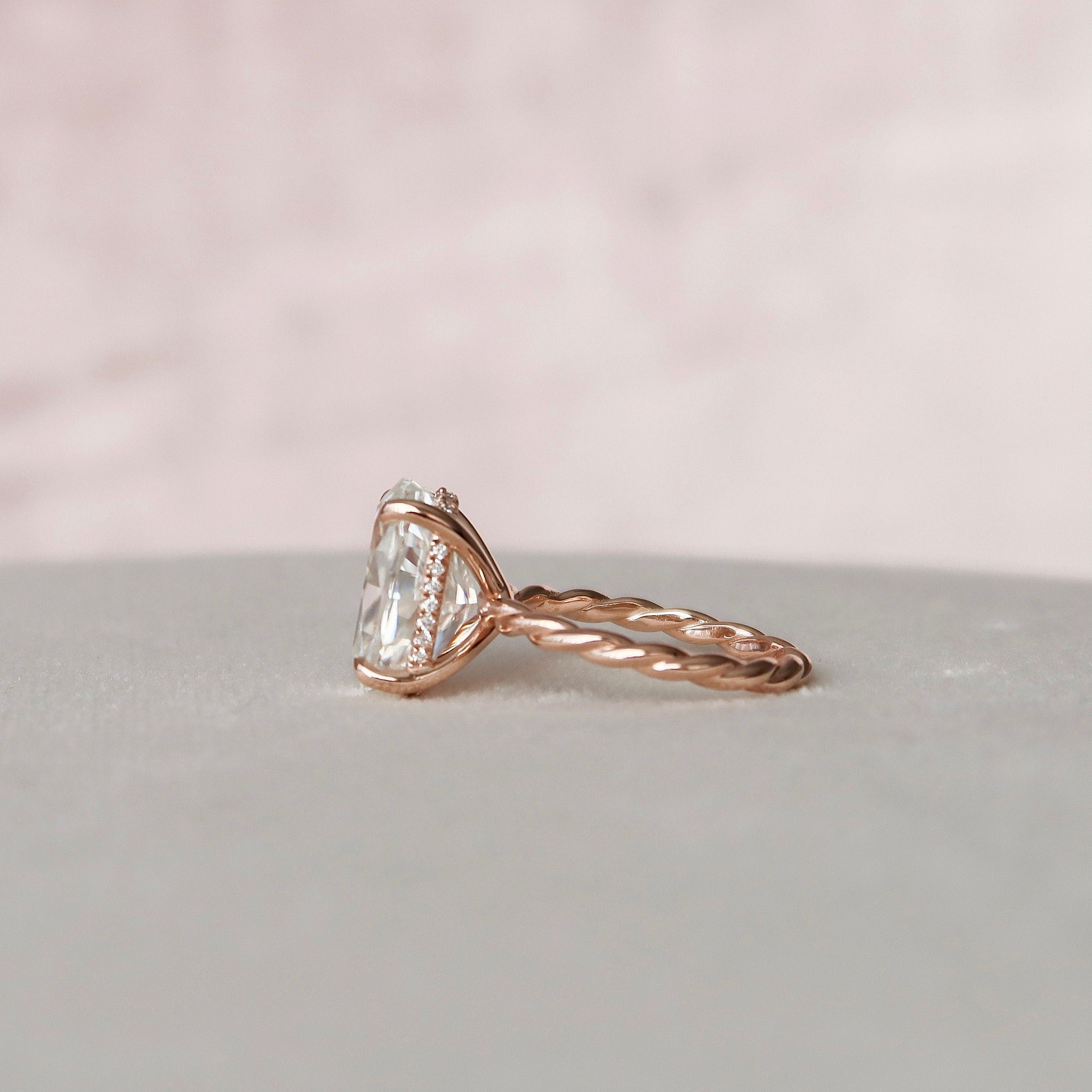 3.50CT Oval Cut Moissanite Solitaire Braided Diamond Engagement Ring