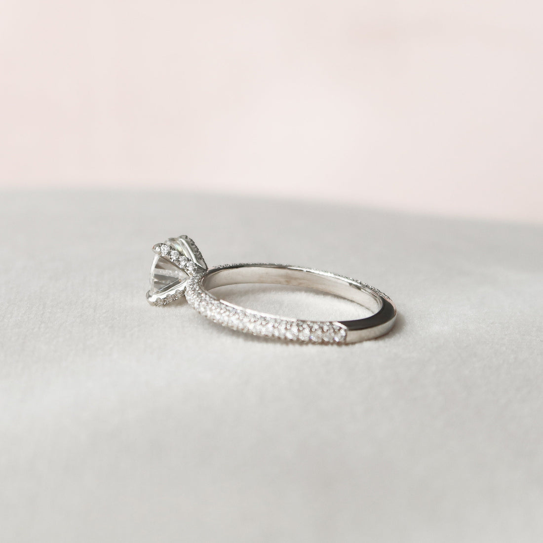 1.50CT Round Cut Moissanite Pave Setting Diamond Engagement Ring
