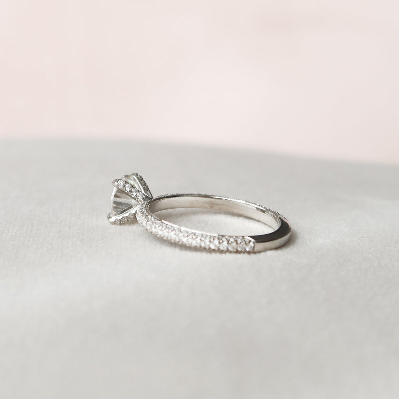 1.50CT Round Cut Moissanite Pave Setting Diamond Engagement Ring