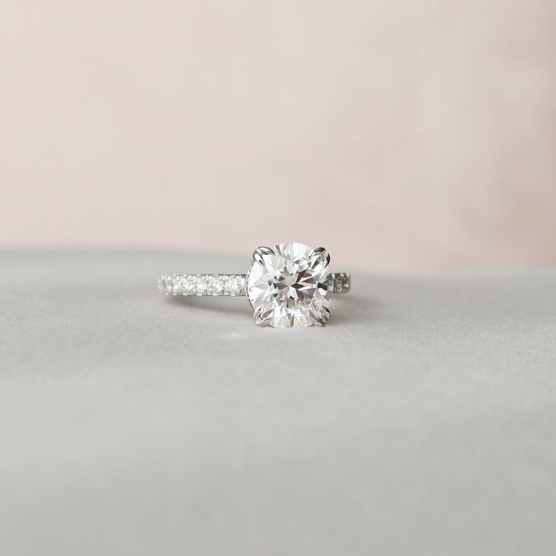 3.12 CT Round Moissanite Hidden Halo Pave Setting Diamond Engagement Ring