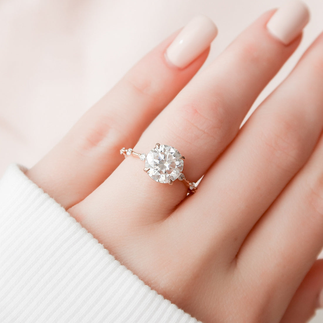 2.70CT Round Moissanite Solitaire Dainty Style Engagement Ring