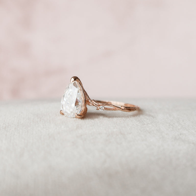 2.03 CT Pear Moissanite Nature Inspired Twig Style Engagement Ring