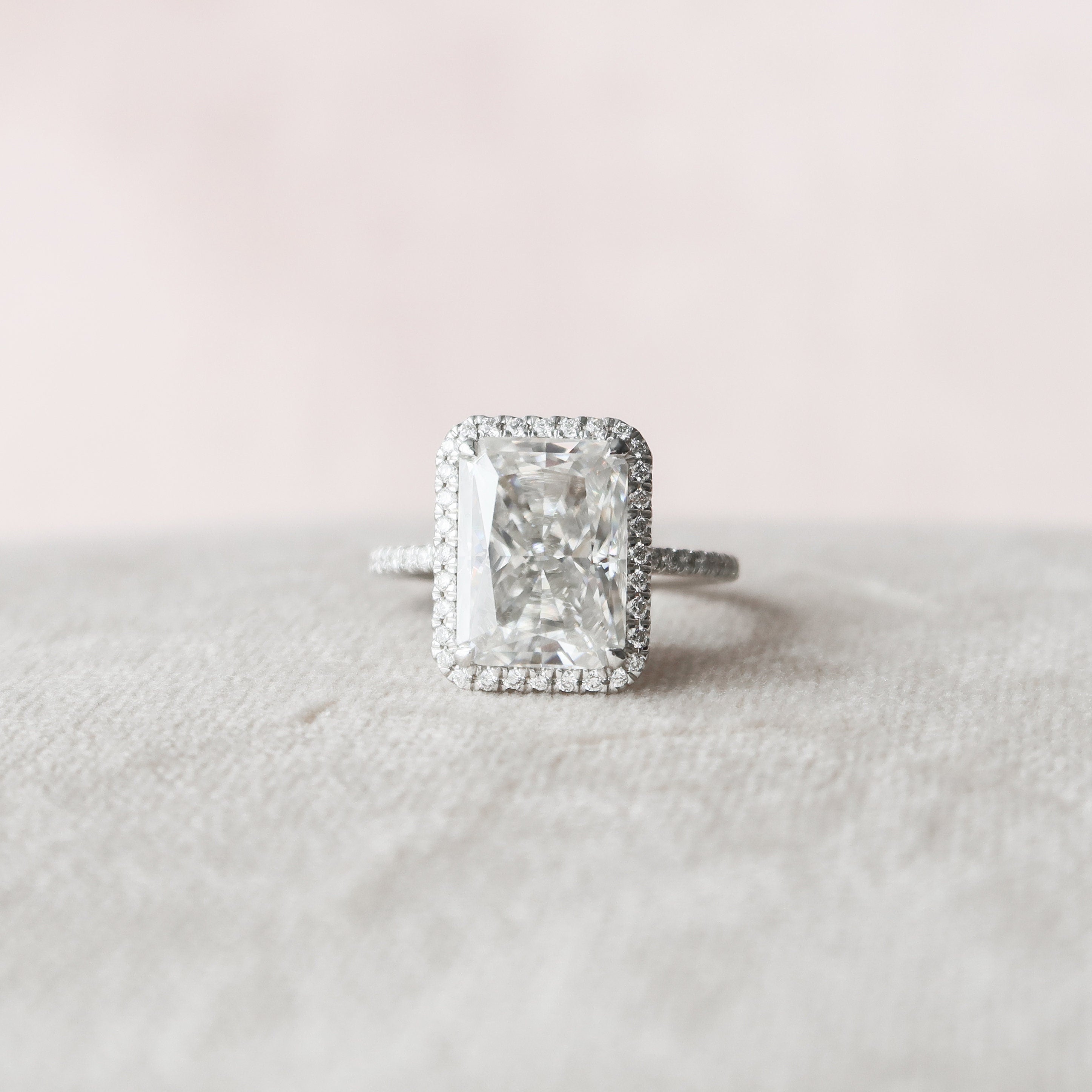 5.0CT Radiant Cut Halo Moissanite Engagement Ring