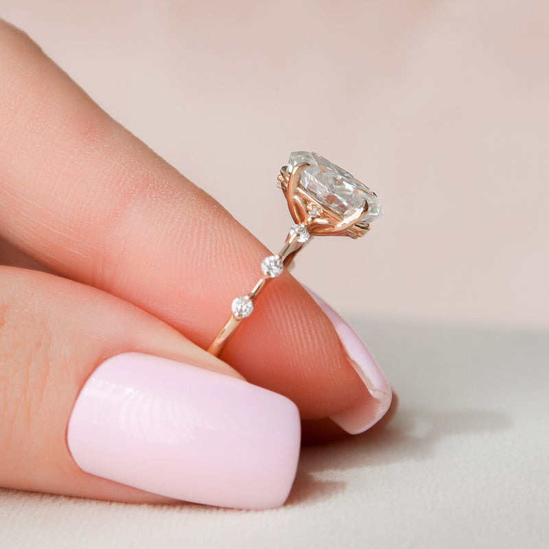 2.0CT Oval Cut Moissanite Solitaire Dainty Style Diamond Engagement Ring