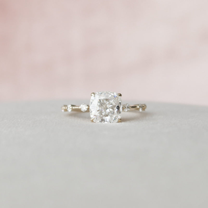 2.20 CT Cushion Moissanite Dainty Style Engagement Ring