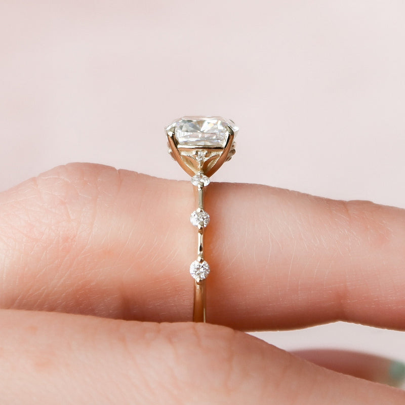 2.20 CT Cushion Moissanite Dainty Style Engagement Ring