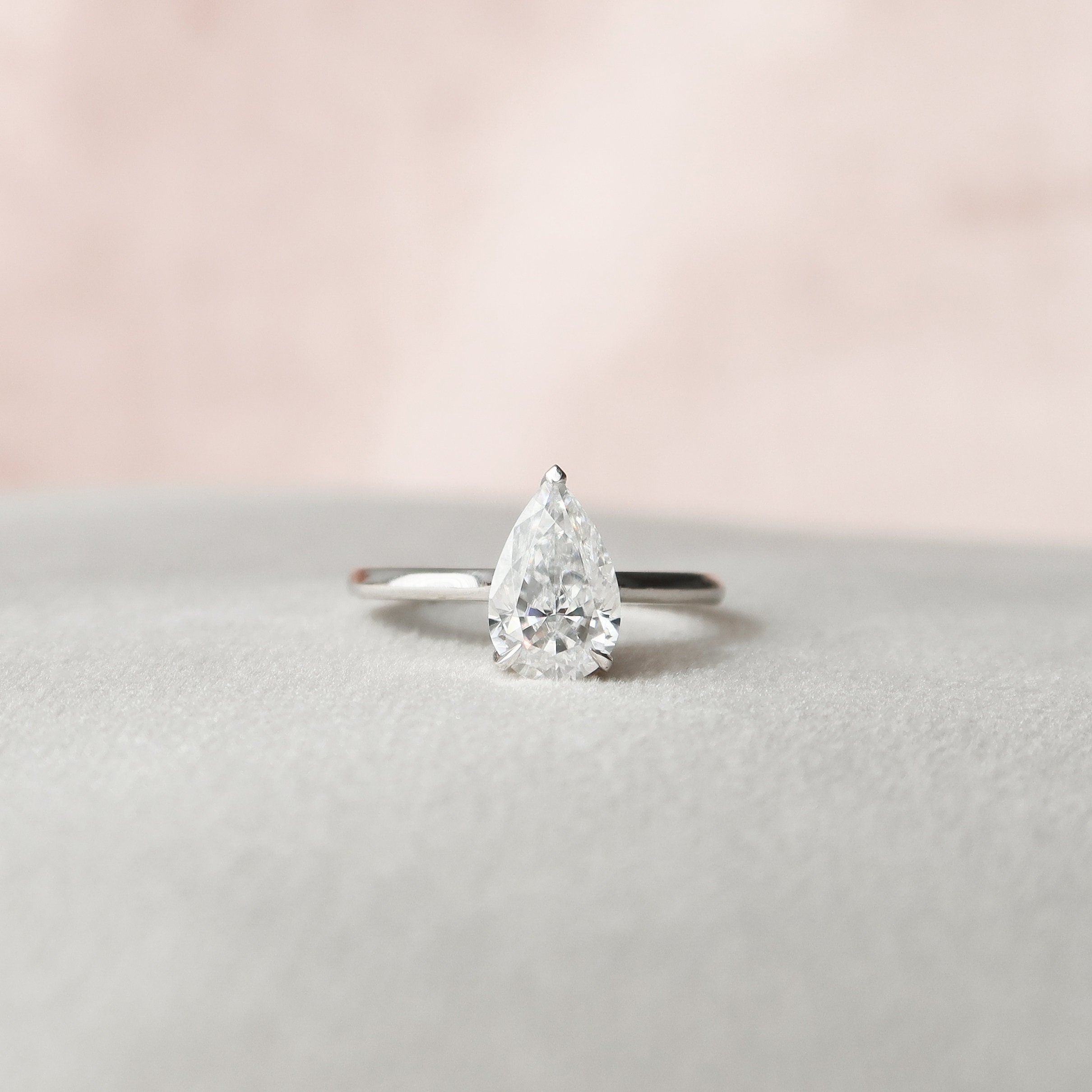 1.50CT Pear Cut Moissanite Hidden Halo Engagement Ring