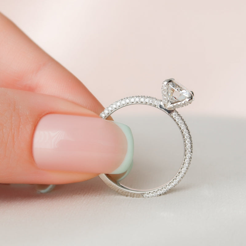 1.50CT Round Cut Moissanite Pave Setting Diamond Engagement Ring