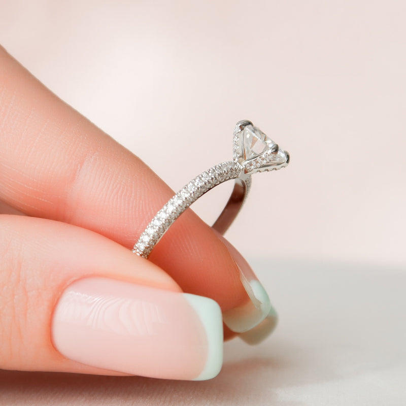 1.50CT Round Cut Moissanite Pave Setting Diamond Engagement Ring