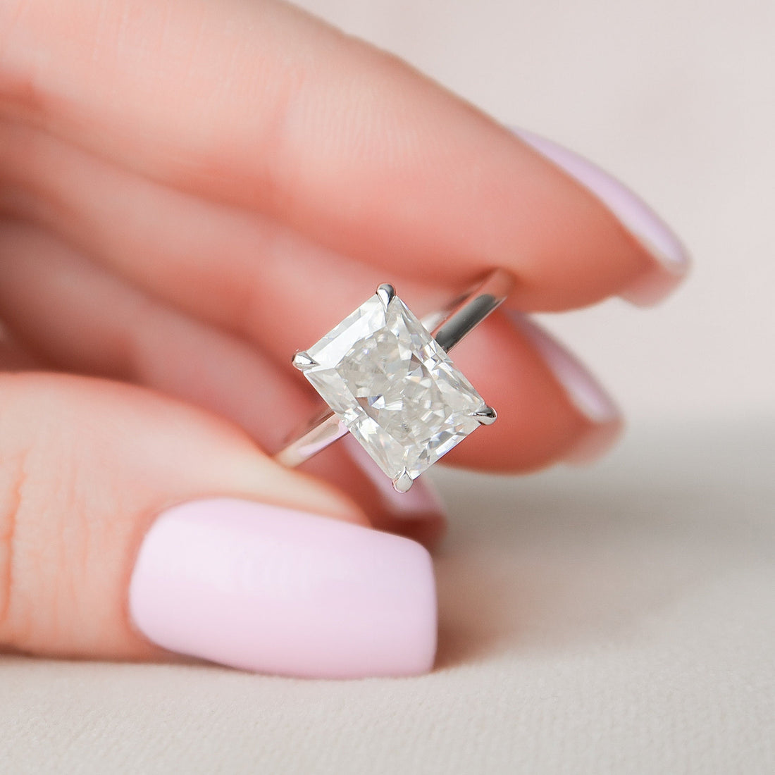 4.12CT Radiant Cut Hidden Halo Moissanite Engagement Ring