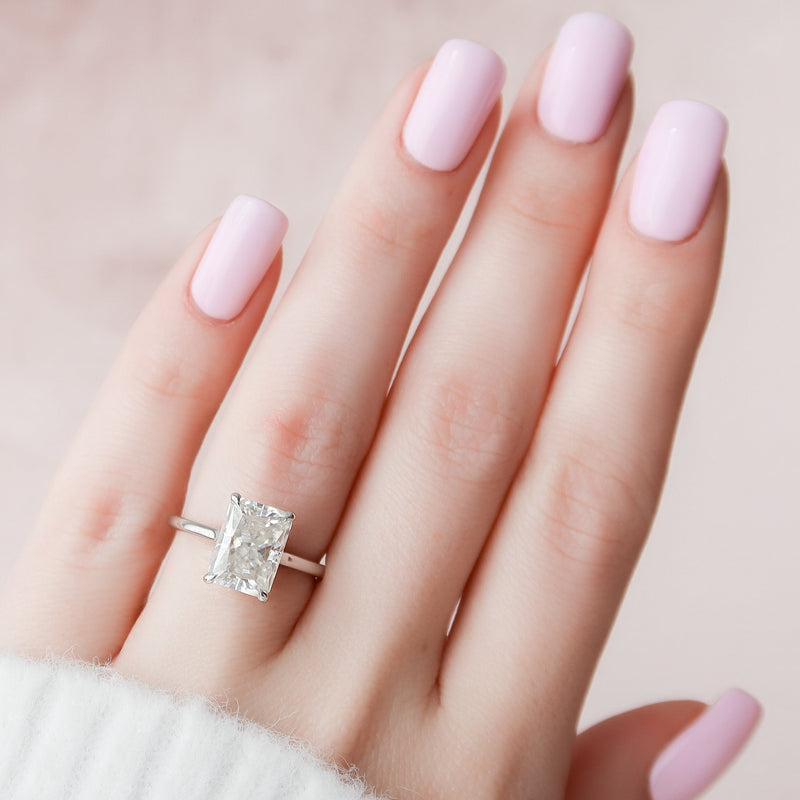 4.12CT Radiant Cut Hidden Halo Moissanite Engagement Ring
