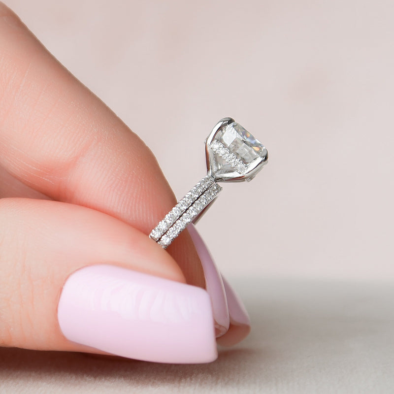 2.50CT Cushion Cut Moissanite Solitaire Bridal Ring Set