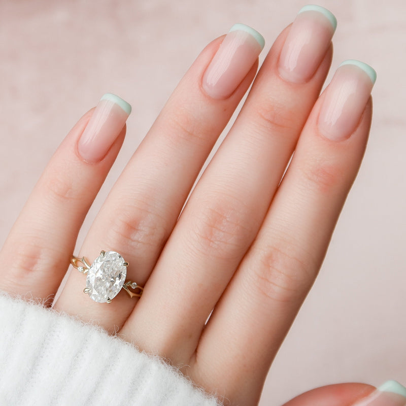 4.3CT Oval Cut Moissanite Twig Style Diamond Engagement Ring