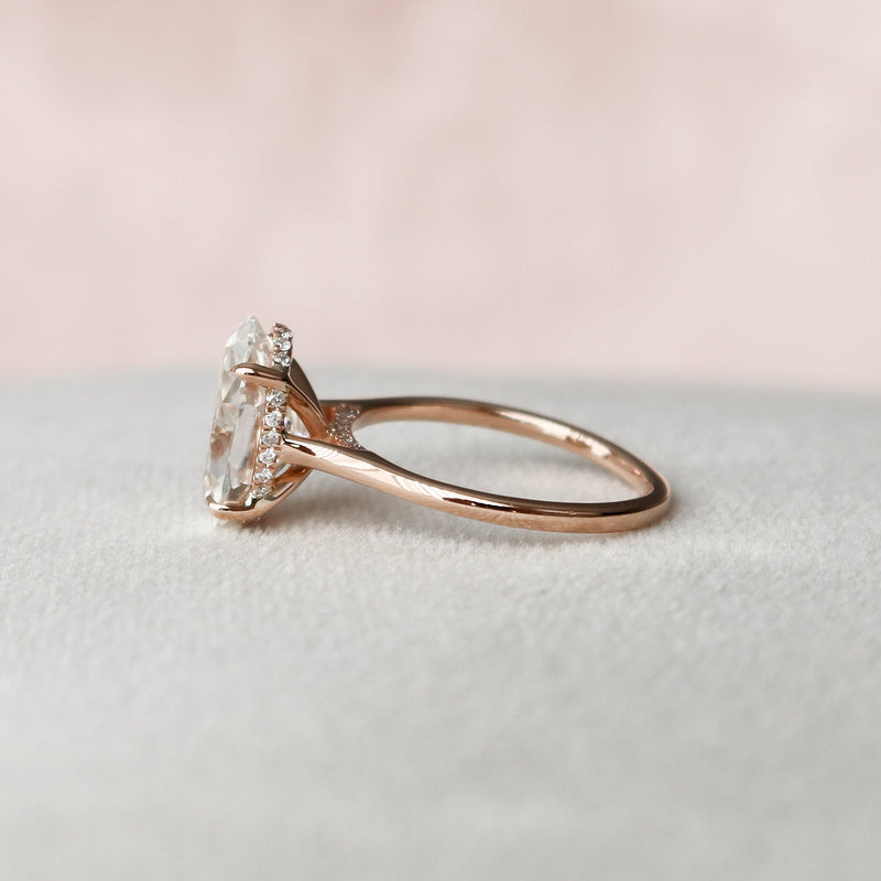 3.50CT Oval Cut Hidden Halo Moissanite Engagement Ring