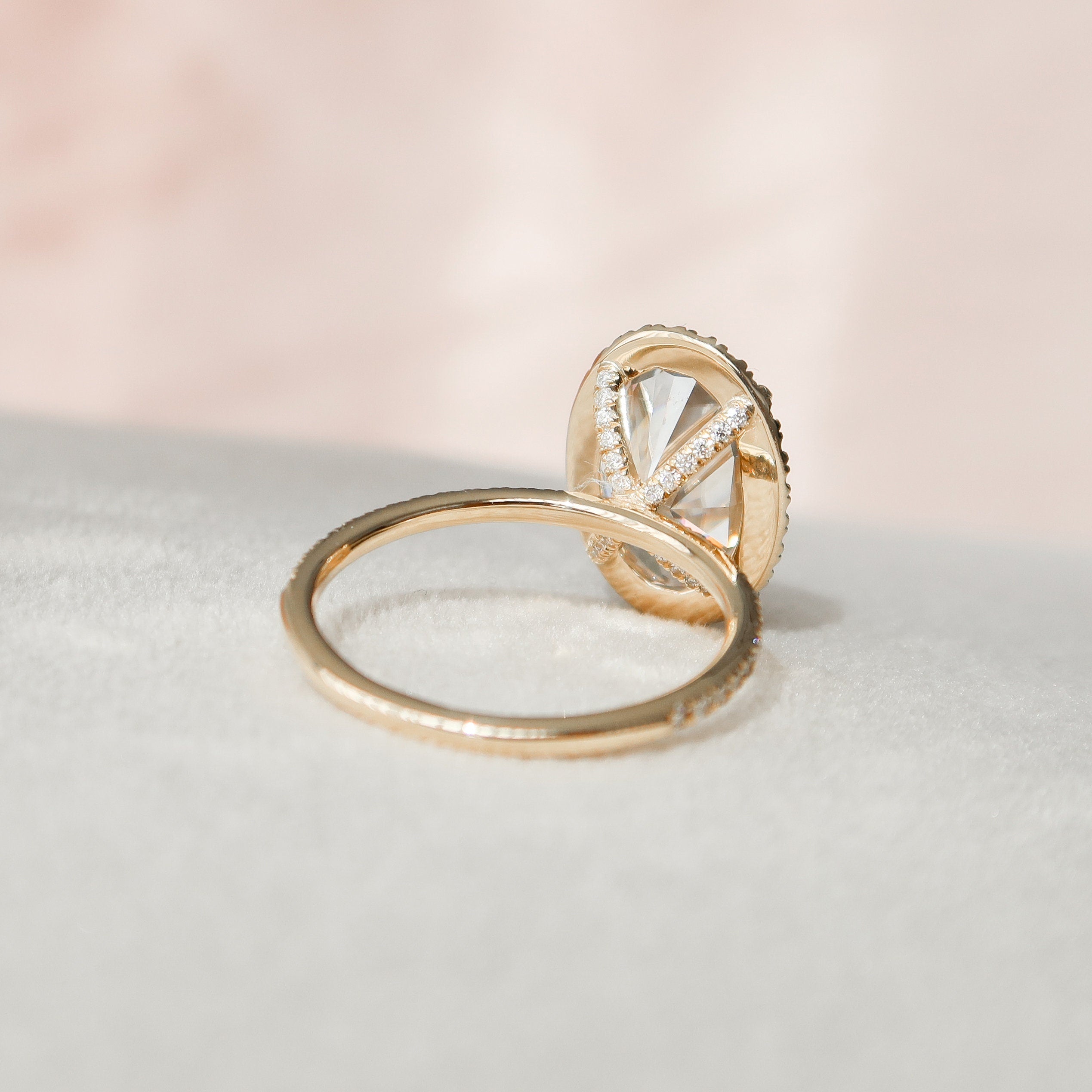 5.21 CT Oval Moissanite Halo Pave Setting Diamond Engagement Ring