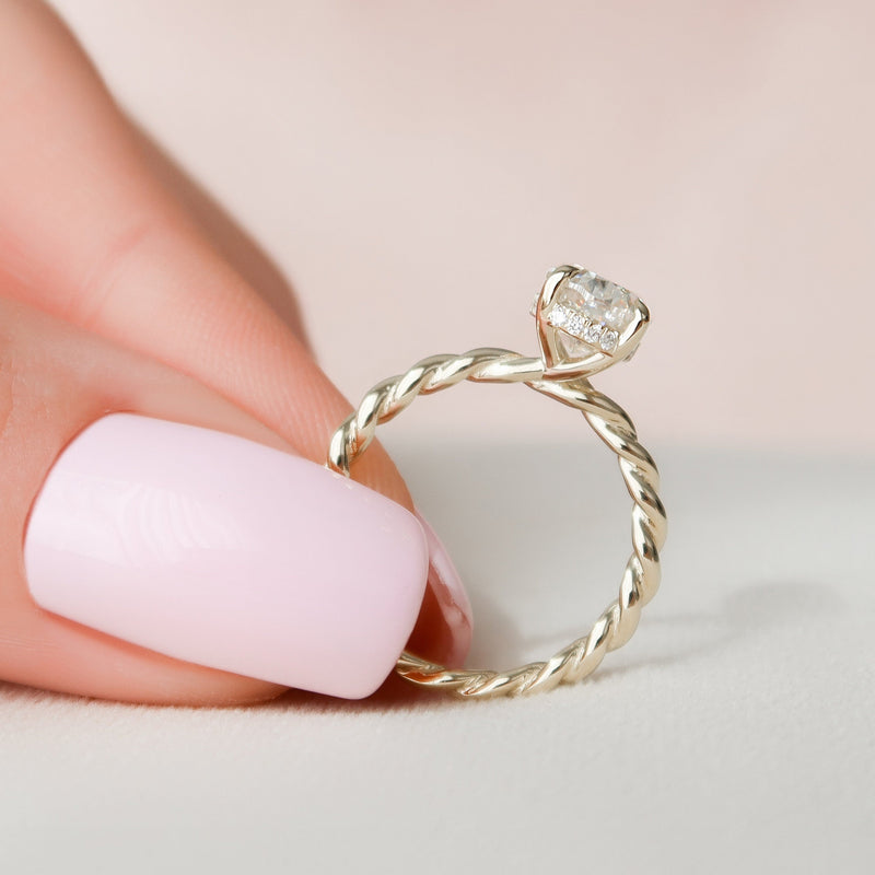 1.50CT Oval Solitaire Twisted Band Moissanite Engagement Ring