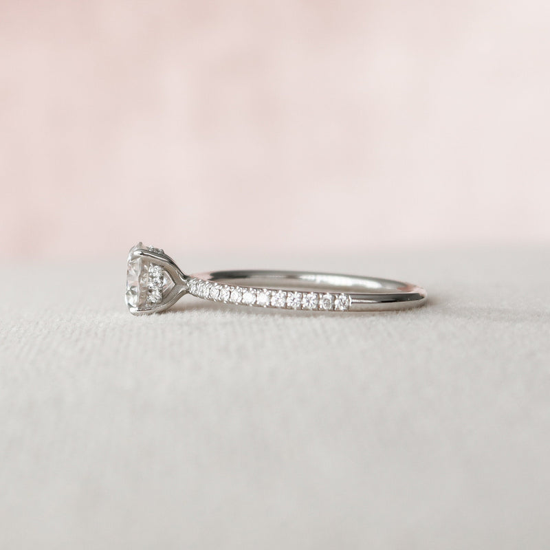 1.0CT Round Cut Pave Style Moissanite Engagement Ring