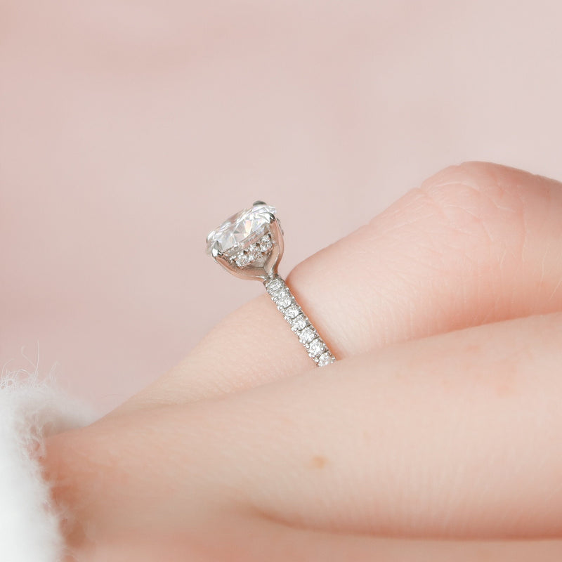 1.0CT Round Cut Pave Style Moissanite Engagement Ring