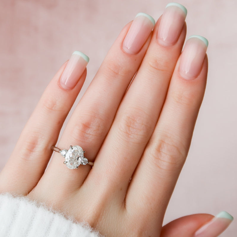 2.20 CT Oval Cut Three Stone Moissanite Diamond Engagement Ring