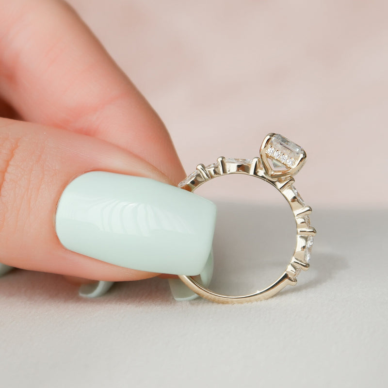 2.35 CT Emerald Moissanite Hidden Halo Pave Setting Diamond Engagement Ring