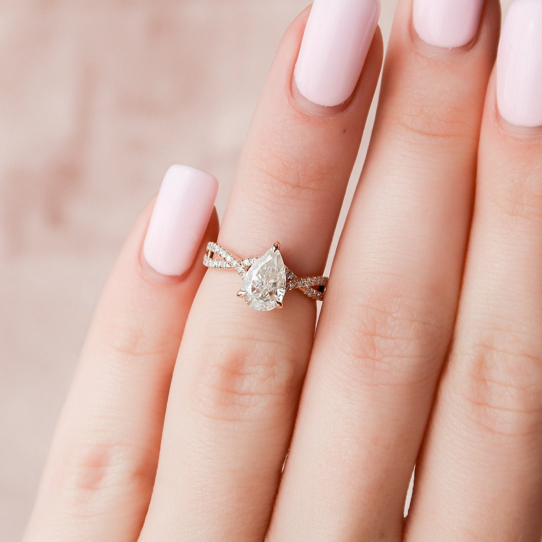1.44CT Pear Cut Split Shank Moissanite Engagement Diamond Ring